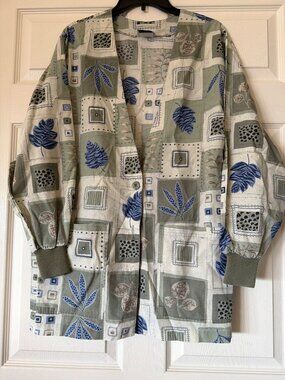 G.A.L.S. Of California Womens Medium Open Front Cardigan Jacket With Botanical P